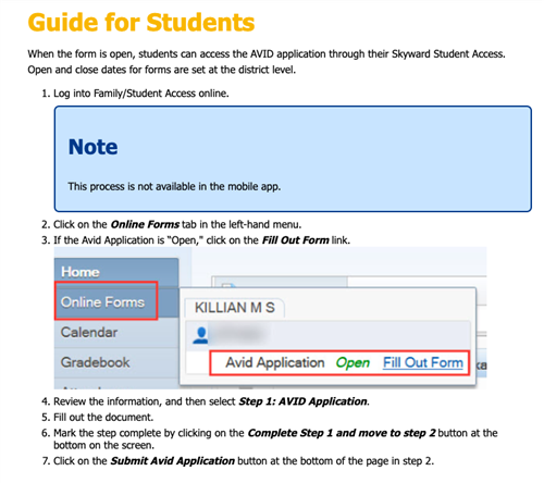 Guide for Students to apply